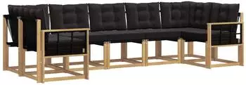 vidaXL Outdoor-Sofagarnitur mit Kissen, 7-tlg., wei&szlig; und schwarz (3389842)