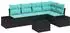 vidaXL Gartenlounge-Set mit Stauraum, Poly-Rattan, schwarz/türkis (3355745)