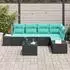 vidaXL Gartenlounge-Set mit Stauraum, Poly-Rattan, schwarz/türkis (3355745)