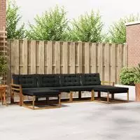 vidaXL Outdoor-Sofagarnitur 6 stk. Natur und Schwarz