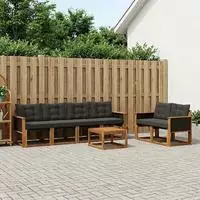 vidaXL Outdoor-Sofagarnitur 7 stk. Natur und Schwarz