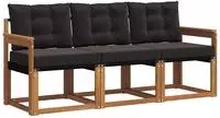 vidaXL Outdoor-Sofagarnitur 3 stk. Natur und Schwarz