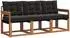 vidaXL Outdoor-Sofagarnitur mit Kissen, 3-tlg., natur/schwarz (3368347)