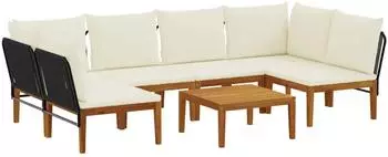 vidaXL Gartenlounge-Set 7-tlg. Akazienholz & Naturseil