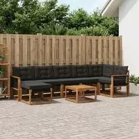 vidaXL Outdoor-Sofagarnitur 8 stk. Natur und Schwarz