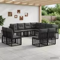 vidaXL Outdoor-Sofagarnitur Schwarz Polyester