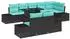 vidaXL Gartensofa-Set 9-teilig, 8-Sitzer, Poly-Rattan, schwarz/blau (3349212)
