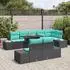 vidaXL Gartensofa-Set 9-teilig, 8-Sitzer, Poly-Rattan, schwarz/blau (3349212)