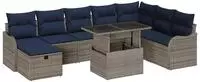 vidaXL Gartensofa-set 9 stk. Grau Poly-Rattan