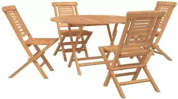 vidaXL Garten-Set 5-tlg. braun Teak Massivholz (3437368)