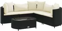 vidaXL 6-tlg. Garten-Sofagarnitur mit Kissen Schwarz Poly Rattan