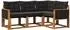 vidaXL Outdoor-Sofagarnitur 4-tlg., natur und schwarz (3381912)