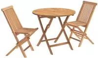 vidaXL 3-teiliges klappbares Garten Bistro Set Natur Massivholz Teak