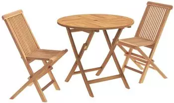 vidaXL Klappbares Garten-Bistro-Set 3-teilig, natur