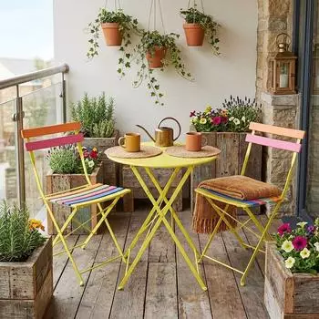 Harms Gartenm&ouml;bel-Set klappbar, Schmiedeeisen, mehrfarbig, 3-teilig