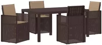vidaXL Garten-Essgruppe 5-tlg. braun und taupe, PP