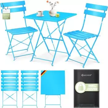 Kesser Bistro-Set 3-teilig, Klapptisch & 2 Klappst&uuml;hle, hellblau (33862_mfn)