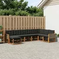 vidaXL Outdoor-Sofagarnitur 8 stk. Natur und Schwarz