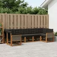vidaXL Outdoor-Sofagarnitur 7 stk. Natur und Schwarz