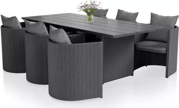 Juskys Costa Luna Sitzgruppe, Metall, anthrazit, 7-teilig