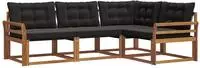 vidaXL Outdoor-Sofagarnitur 4 stk. Natur und Schwarz