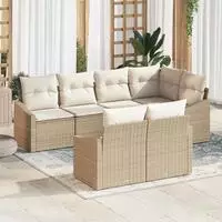 vidaXL Sofa Set 7 stk. Beige [Synthetisch]: Poly Rattan