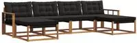 vidaXL Outdoor-Sofagarnitur 6 stk. Natur und Schwarz