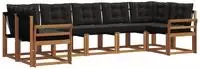 vidaXL Outdoor-Sofagarnitur 7 stk. Natur und Schwarz