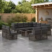 vidaXL Gartensofa-set 12 stk. Grau Poly-Rattan