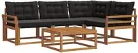 vidaXL Outdoor-Sofagarnitur 5 stk. Natur und Schwarz