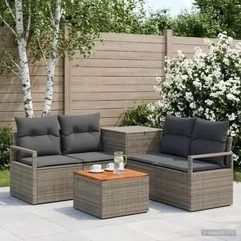 vidaXL Garten-Sofagarnitur 6-tlg., grau/dunkelgrau, 55x55x37cm