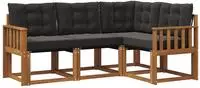 vidaXL Outdoor-Sofagarnitur 4 stk. Nat&uuml;rlich und Schwarz