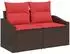 vidaXL Garten-Sofa-Set 8-tlg. Polyrattan und Stahl, braun und rot (3448219)