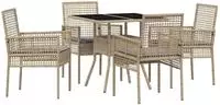 vidaXL Garten Essgruppe 5 stk. Beige Poly-Rattan