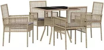 vidaXL Garten-Essgruppe 5-tlg., Polyrattan, beige (3334930)