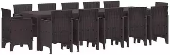 vidaXL Garten-Essgruppe 13-tlg. Poly Rattan braun (3378617)