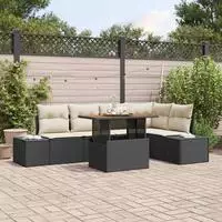 vidaXL Gartensofa-set 6 Stk. Schwarz Poly-Rattan