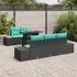 vidaXL Garten-Sofa-Set 6-teilig, 5-Sitzer, schwarz/türkis (3357839)