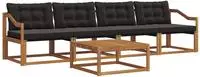 vidaXL Outdoor-Sofagarnitur 5 stk. Natur und Schwarz
