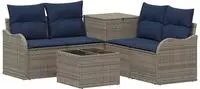 vidaXL Sofa Set 6 stk. Grau und Marineblau 55 x 55 x 37 cm