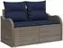 vidaXL Sofa-Set 6-tlg. Polyrattan und Stahl, grau und marineblau (3447135)