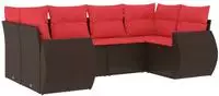 vidaXL 6-teiliges Gartensofa-Set mit Kissen, braun, Polyrattan