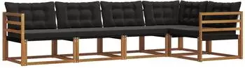 vidaXL Outdoor-Sofagarnitur 5-tlg. natur und schwarz (3369447)