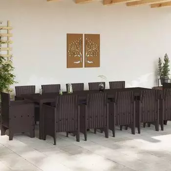 vidaXL Garten-Essgruppe 13-tlg., braun und anthrazit