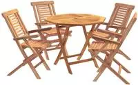 vidaXL 5-teiliges klappbares Garten-Bistro-Set Natur Massivholz Teak
