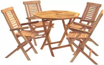 vidaXL Klappbares Garten-Bistro-Set 5-teilig, Teak natur