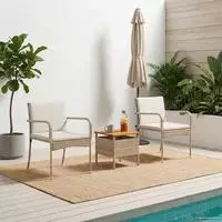 vidaXL Garten Set Beige Poly-Rattan