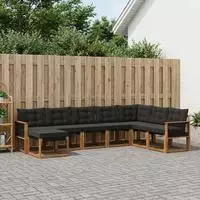 vidaXL Outdoor-Sofagarnitur 8 stk. Natur und Schwarz