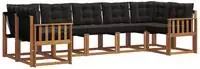 vidaXL Outdoor-Sofagarnitur 7 stk. Natur und Schwarz