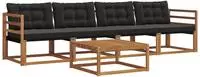 vidaXL Outdoor-Sofagarnitur 5 stk. Natur und Schwarz